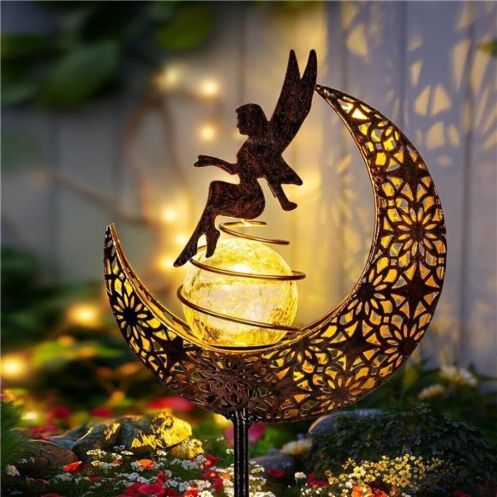 Boho Fairy Moon Solar Garden Stakes Waterproof Outdoor